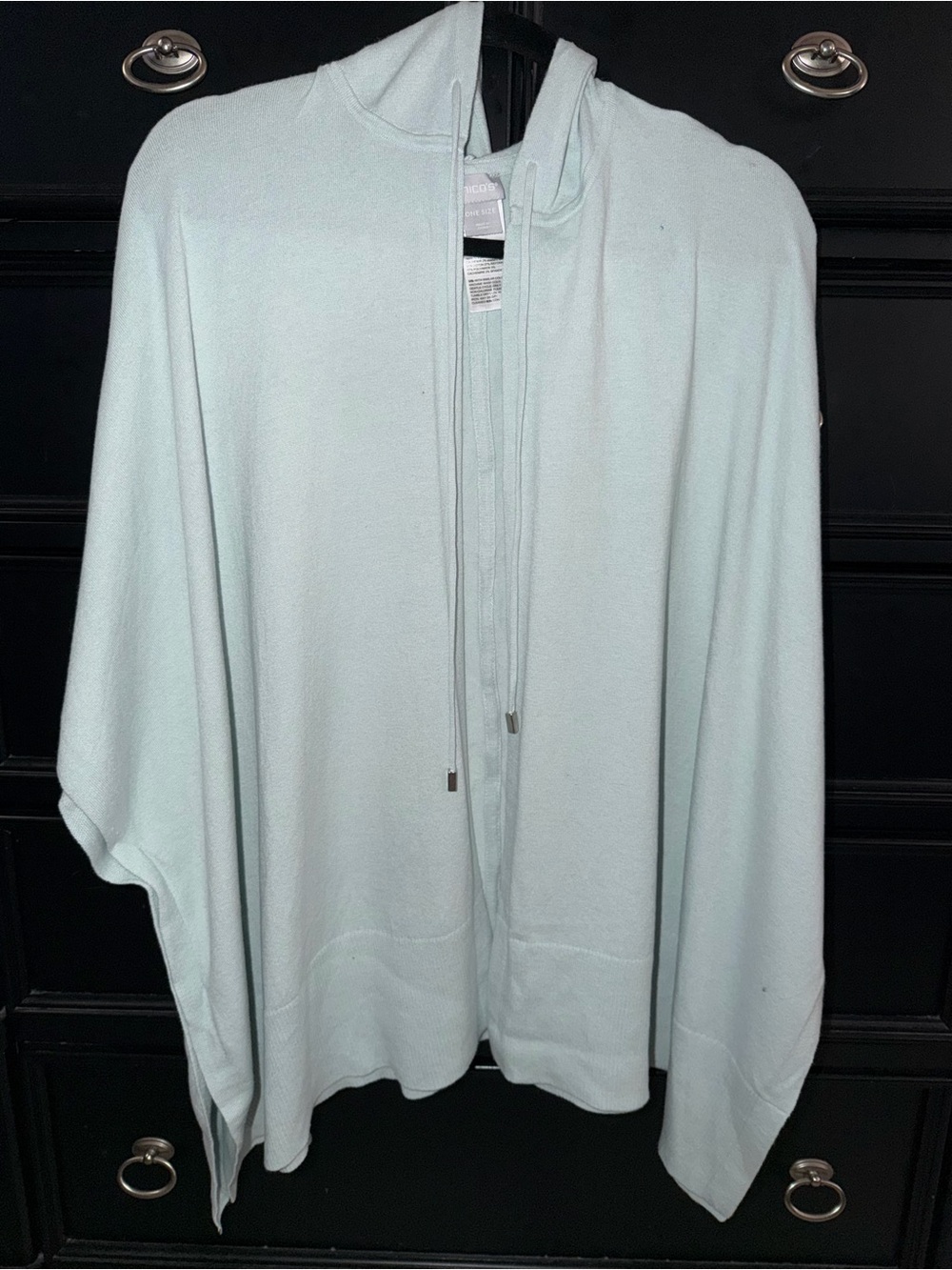 Chico's Light Mint Hooded Poncho Sweater